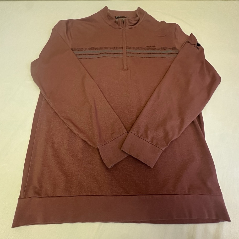 Travis Mathew Quarter Zip Red Long Sleeve Cotton Blend Hurricane Creek Logo Sz L